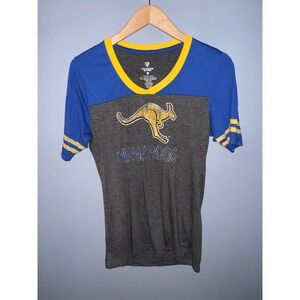 Colosseum UMKC Kangaroos‎ Graphic T-Shirt Gray Blue Yellow V-Neck Large